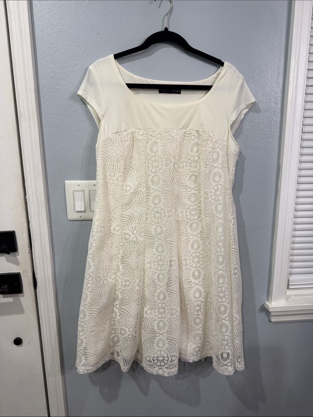 madison leigh Cream Lace Fit-and-Flare Dress
